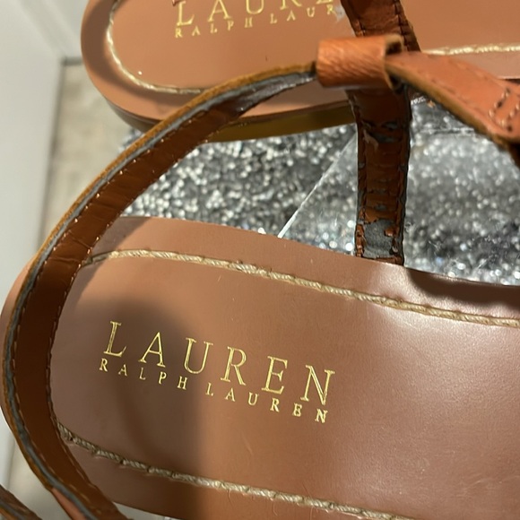 Ralph Lauren flat sandals. Size 9.5 B. Brown braided toe post style. Looks good! - Picture 3 of 5